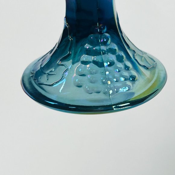 Vintage Indiana Glass Blue Harvest Grape Carnival Glass Candle Holder - Picture 3 of 8